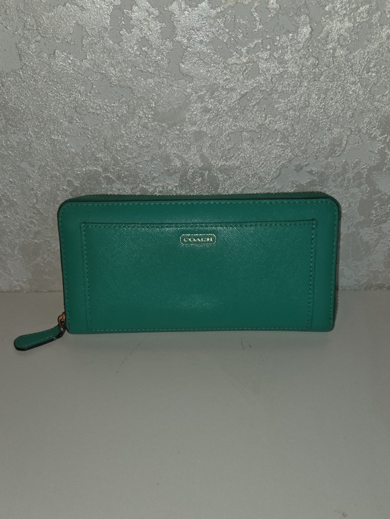 Coach Handbags - Coach Teal Green Zip-Around Leather Wallet